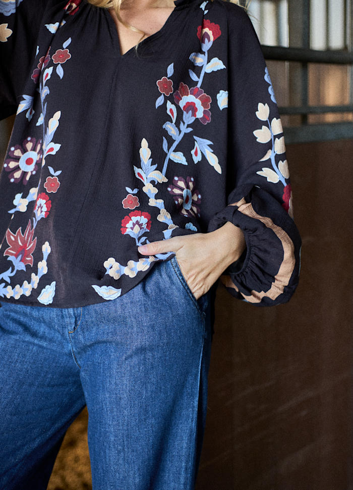 Black Colour Marigold Blouse