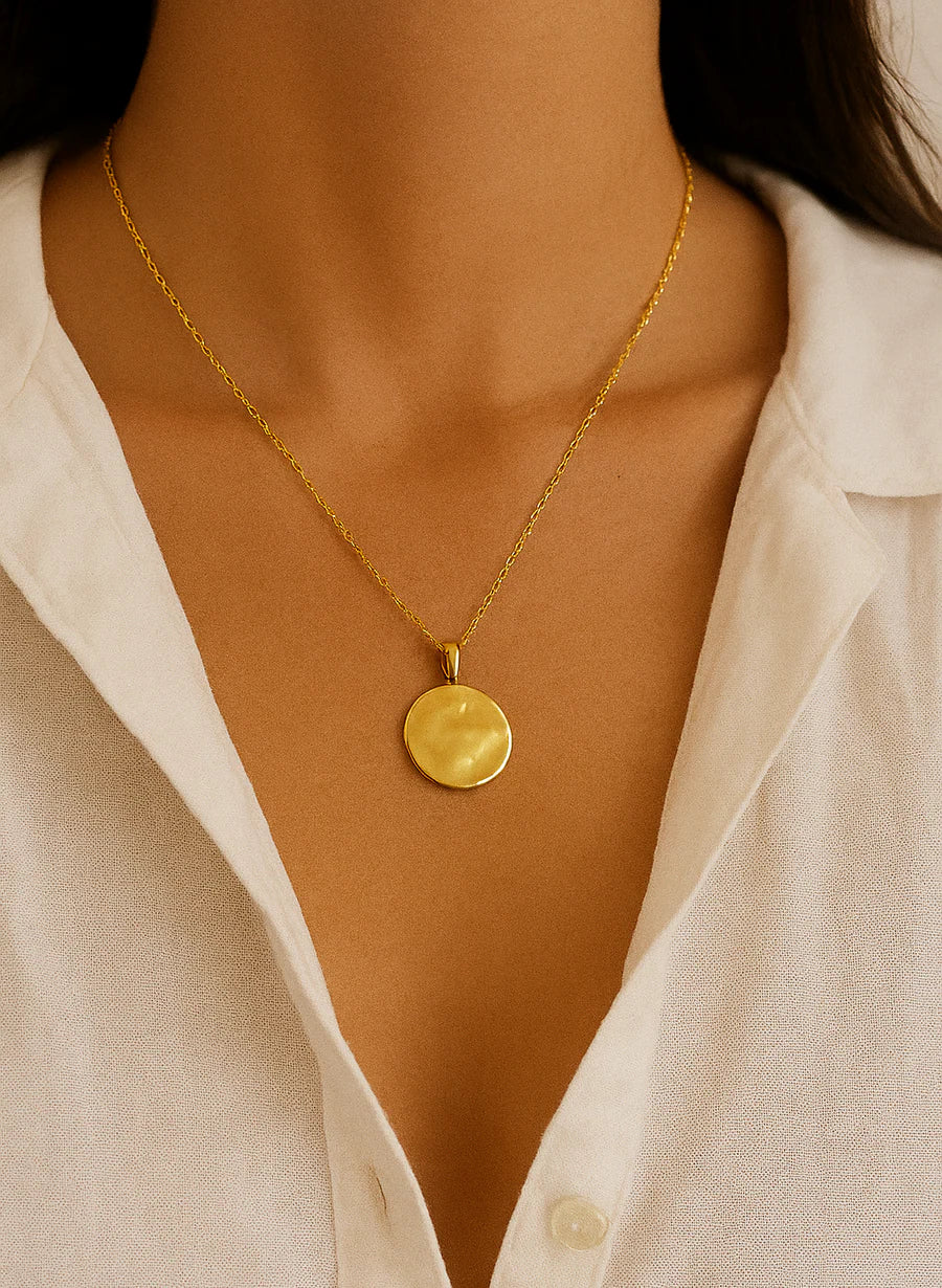 Hammered Molten Disc Chain Necklace