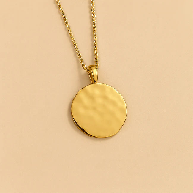 Hammered Molten Disc Chain Necklace