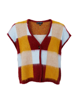 Black Colour Chess Knit Vest