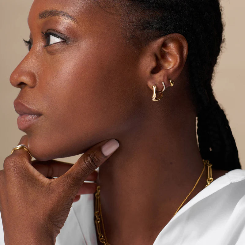 Orelia Round Wave Chunky Hoop Earrings