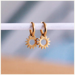 Stainless Steel Hoops with Sun Charm