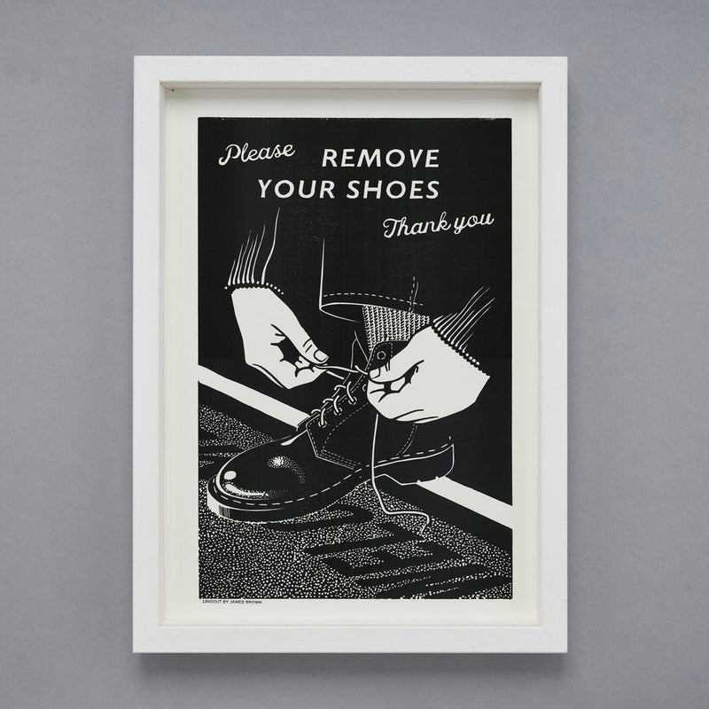 Please Take Your Shoes Off Linocut Print