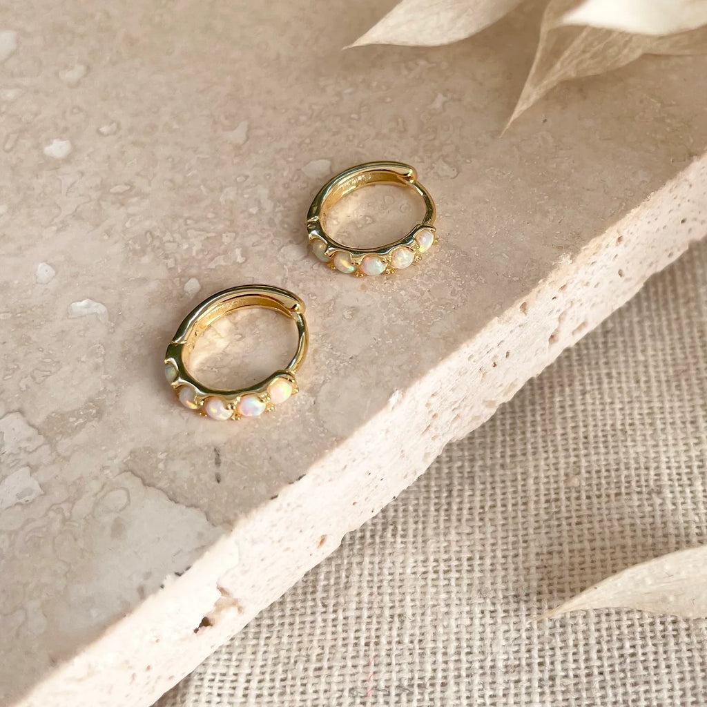 Little Nell Gold Opal Huggie Hoops