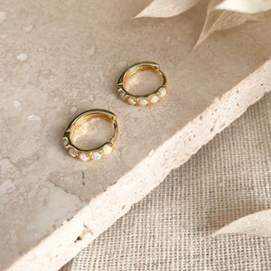 Little Nell Gold Opal Huggie Hoops