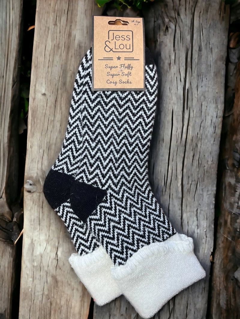 Jess & Lou Herringbone Cosy Cuff Socks