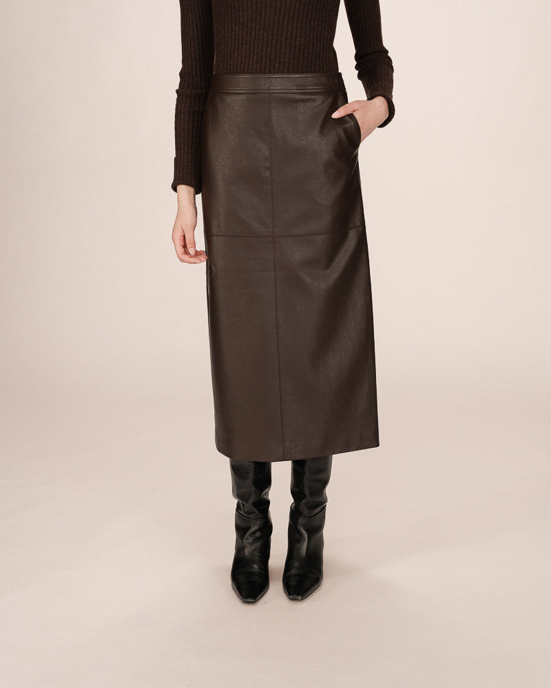 Grace & Mila Sirene Faux Leather Midi Skirt