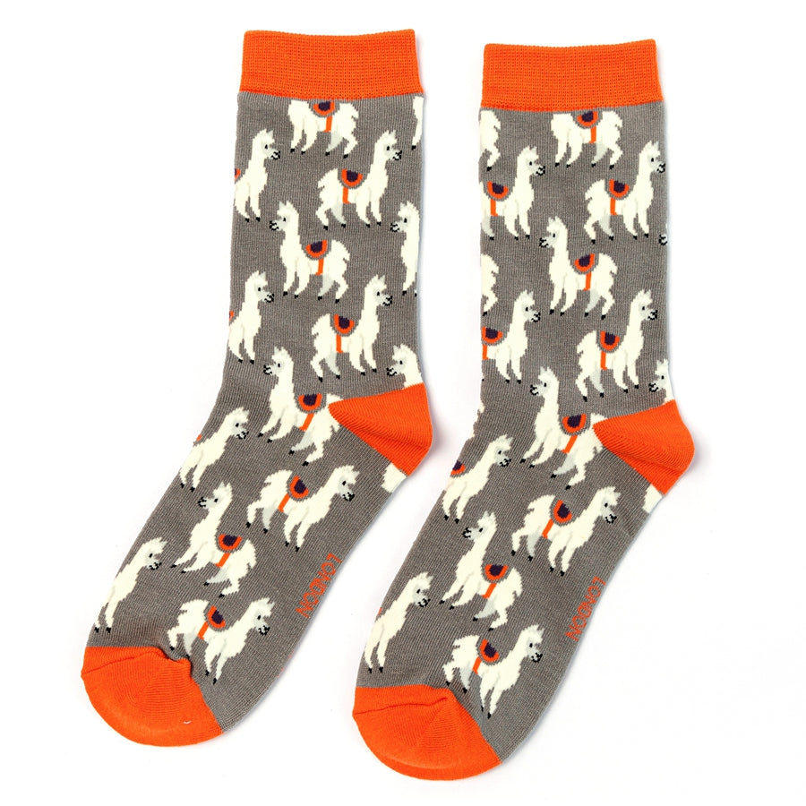 Miss Sparrow Llamas Socks Grey