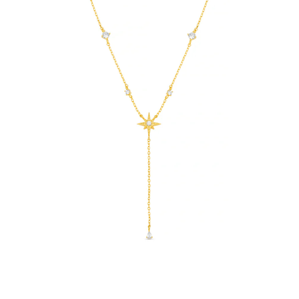 Orelia Crystal & Starburst Fine Lariat Necklace