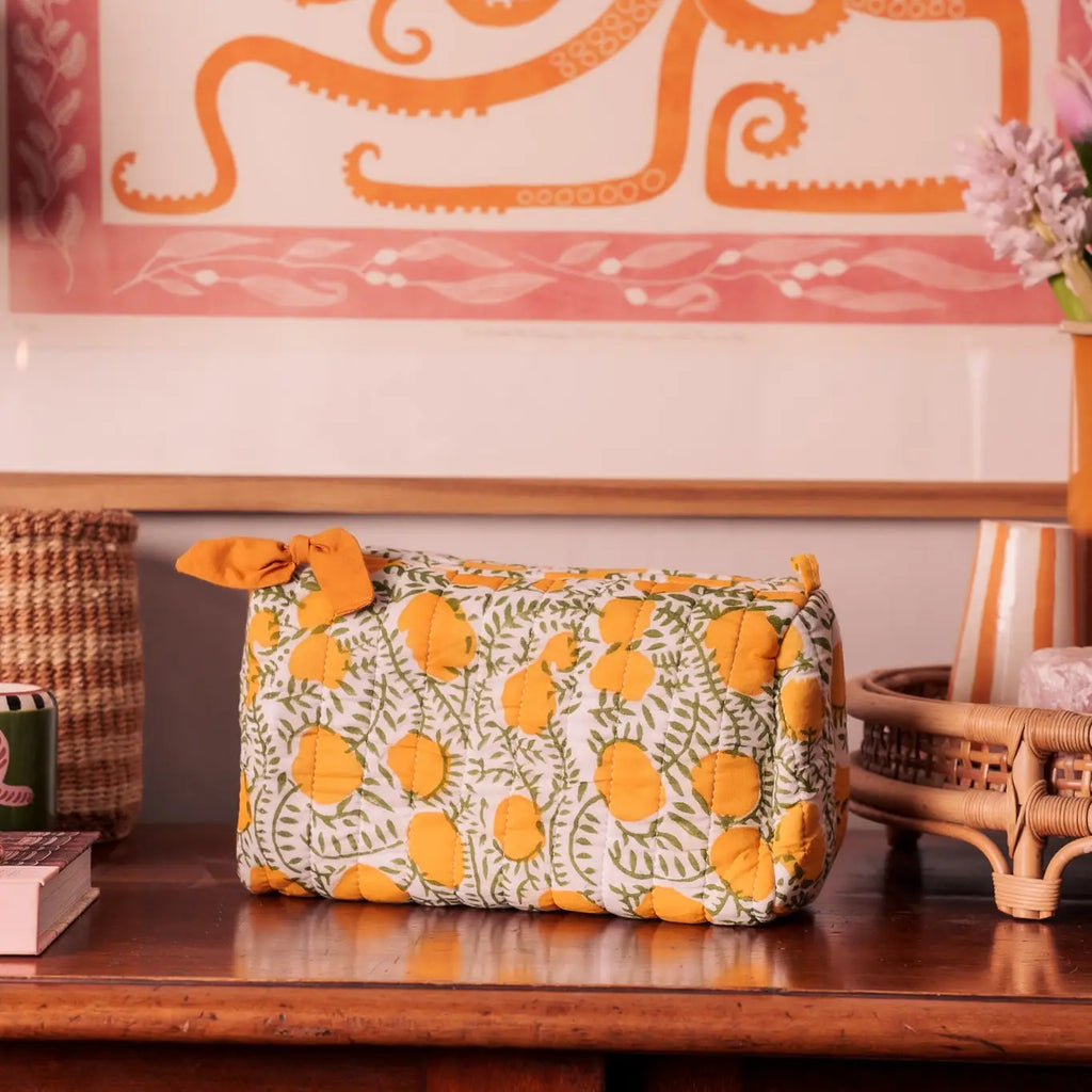 Large Hand Block Printed Wash Bags