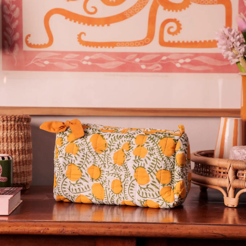 Large Hand Block Printed Wash Bags