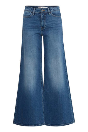 Ichi Twiggy Wide Leg Jean in Mid Blue