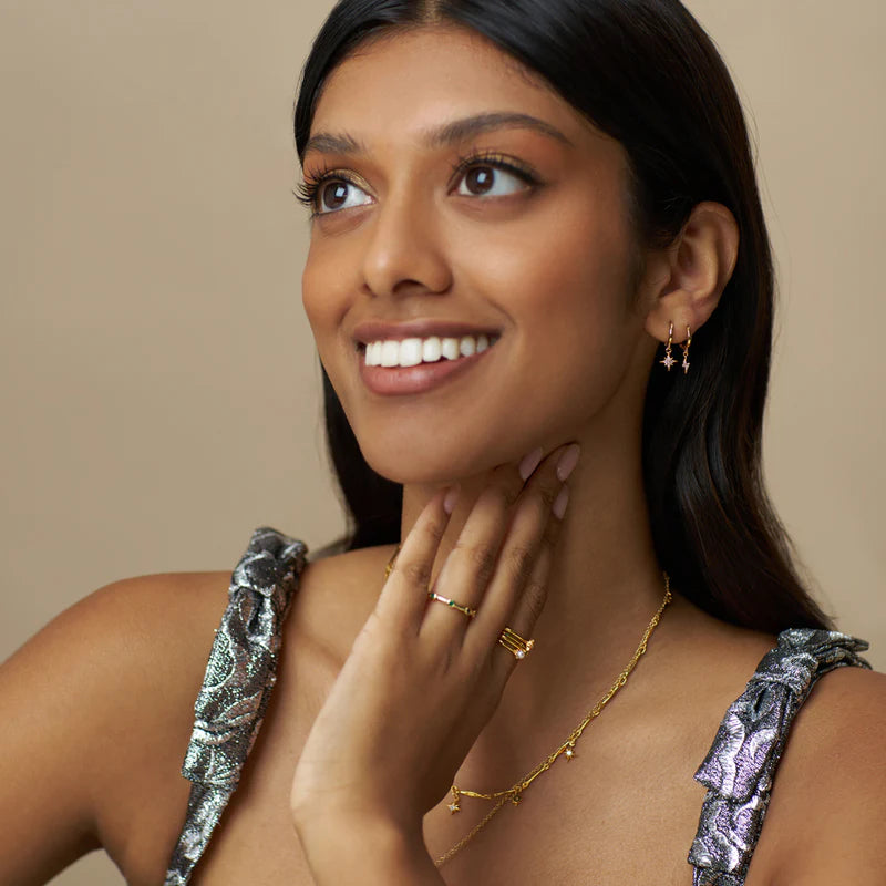 Orelia Pavé Starburst Mini Micro Hoops