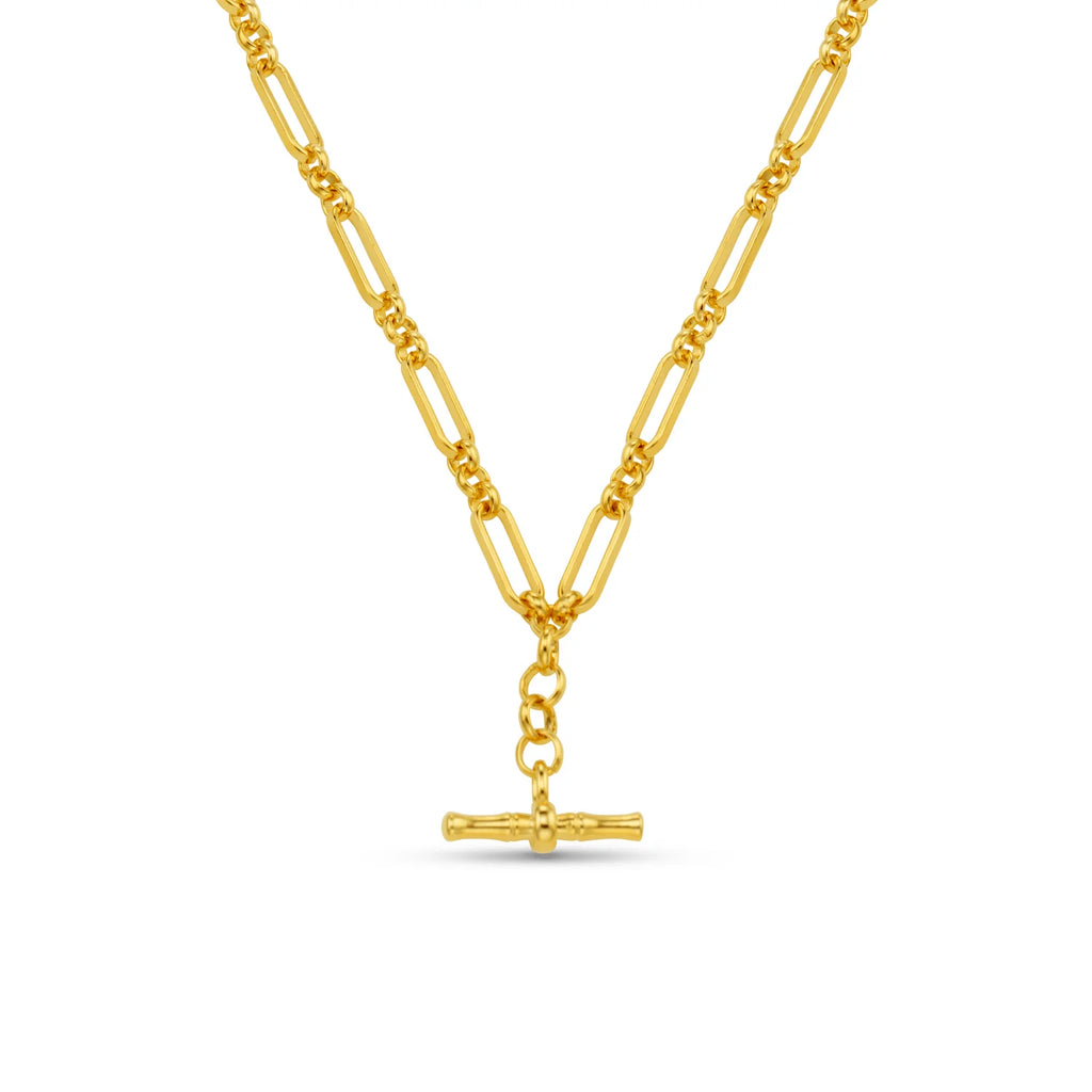 Orelia Link T-Bar Drop Necklace Gold