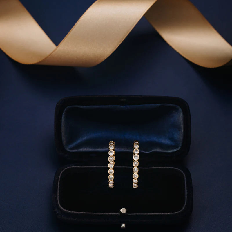 Orelia Tennis Mid-Size Hoop Earrings