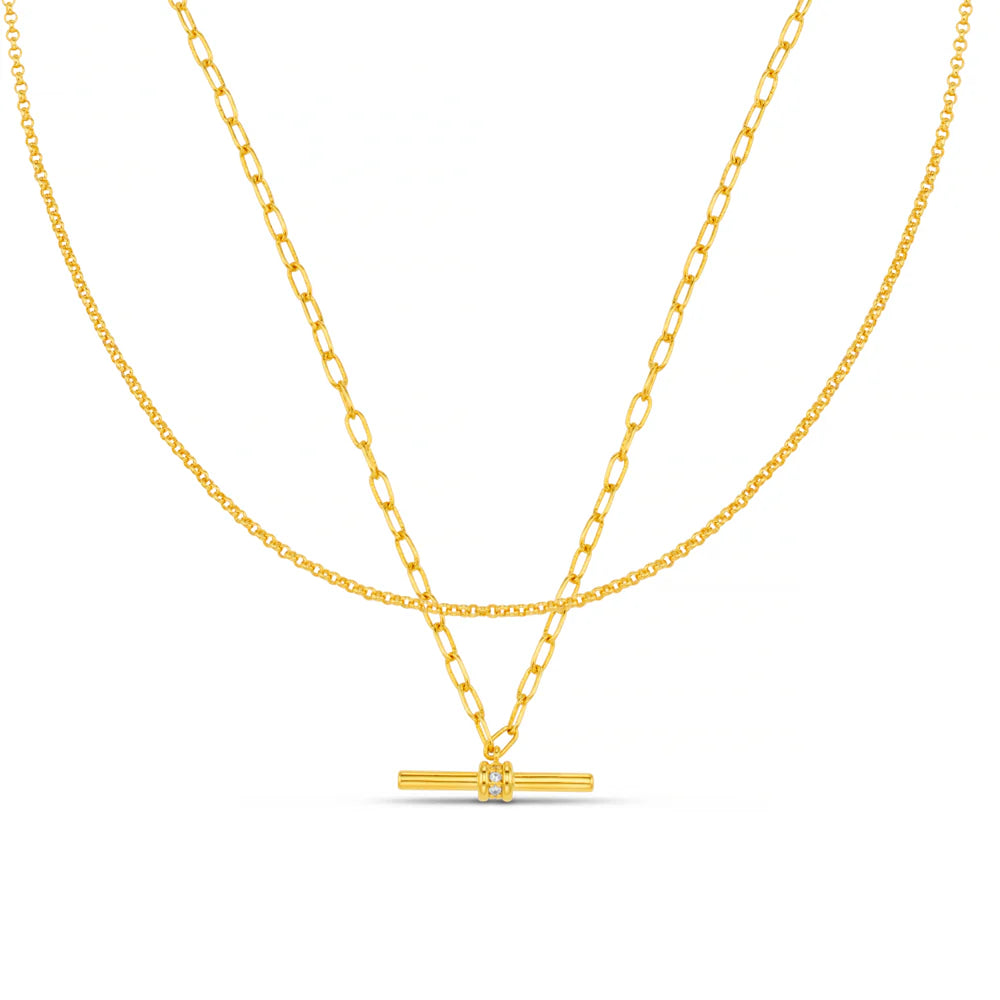 Orelia Crystal T-bar 2-Row Necklace
