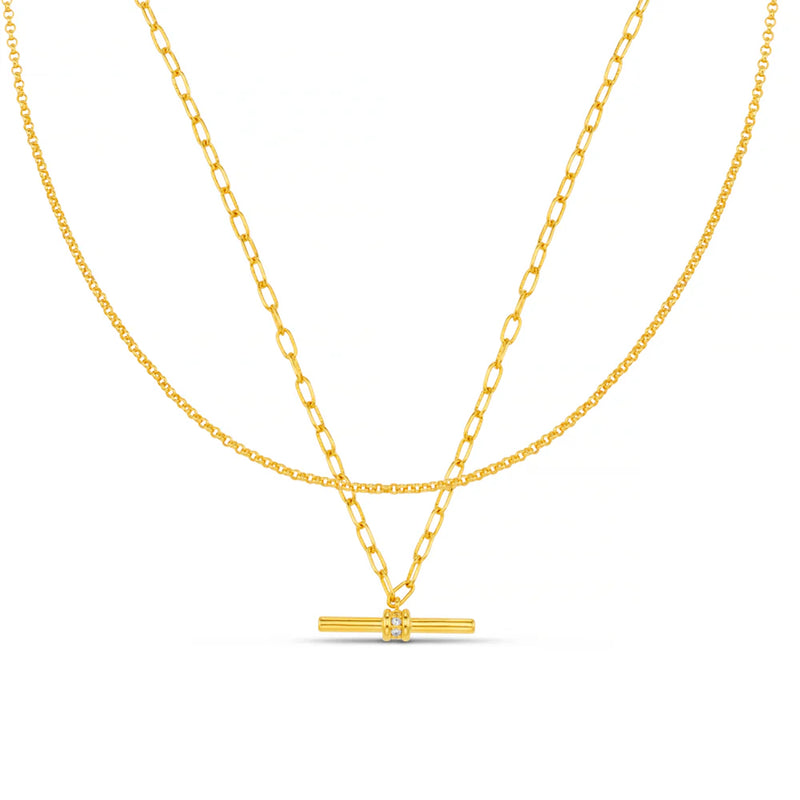 Orelia Crystal T-bar 2-Row Necklace
