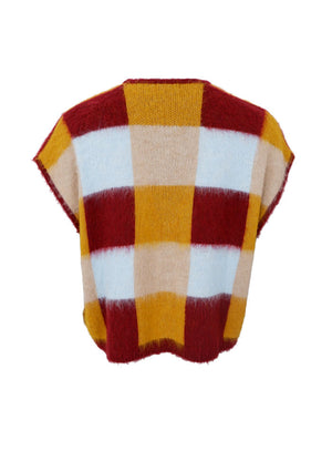 Black Colour Chess Knit Vest