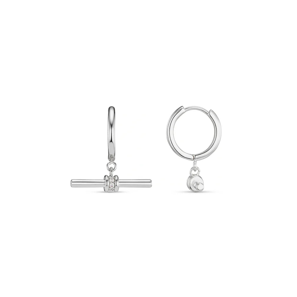 Orelia Crystal T Bar Hoop Earrings