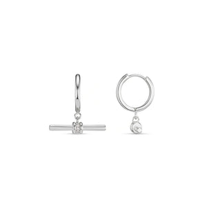 Orelia Crystal T Bar Hoop Earrings