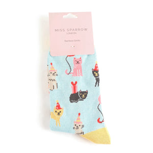 Miss Sparrow Bamboo Party Cats Socks