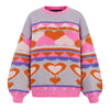 Cara & The Sky Poppy Heart Intarsia Oversized Jumper