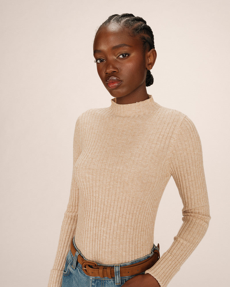 Grace & Mila Saturday Ribbed Mock Neck Jumper