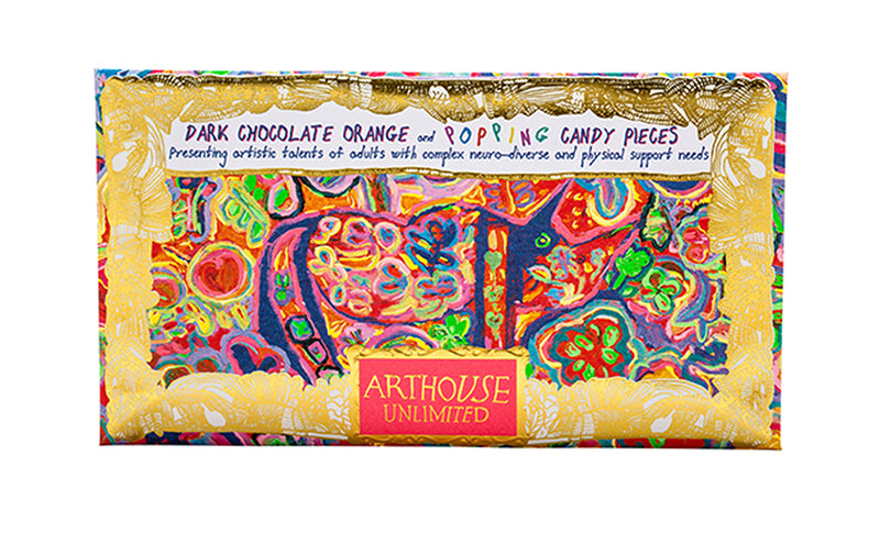 Arthouse Unlimited Rhino in Bloom, Dark Chocolate with Orange and Popping Candy