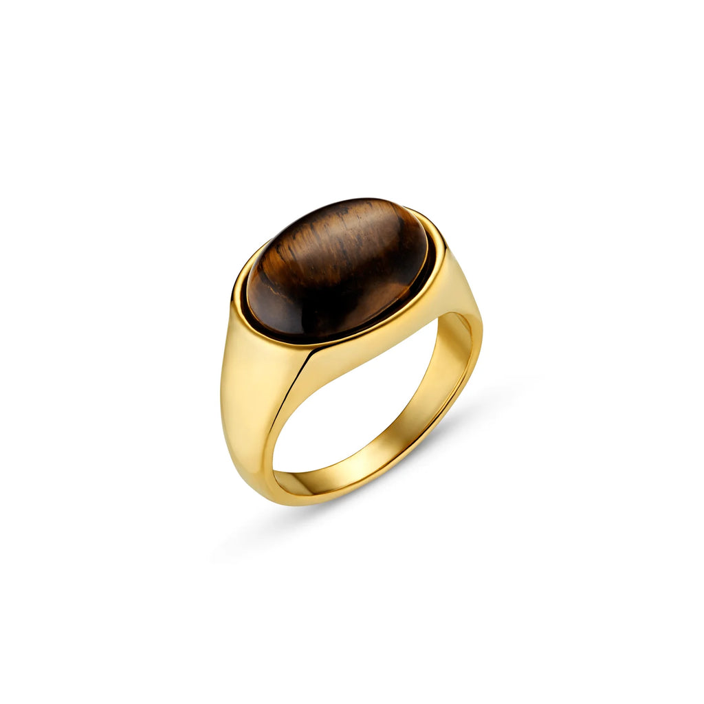 Orelia Semi Precious Tiger's Eye Statement Ring