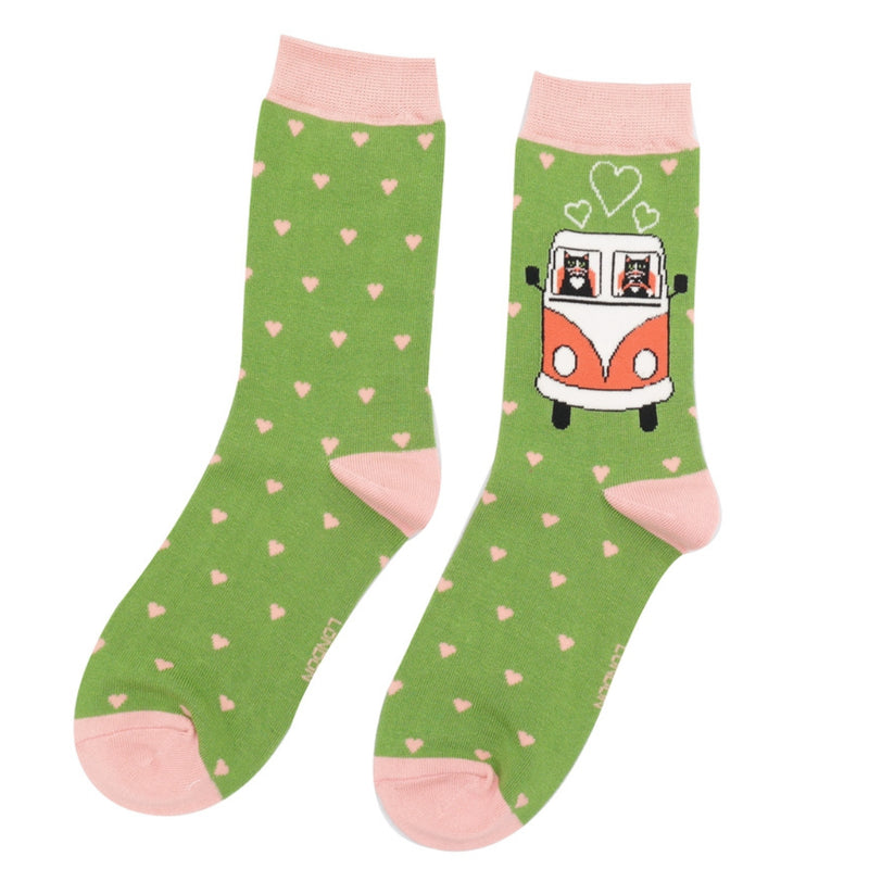 Miss Sparrow Bamboo Road Trip Cats Socks