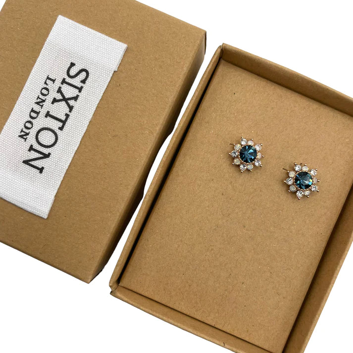 Sixton London Sapphire Flower Sparkle Earrings