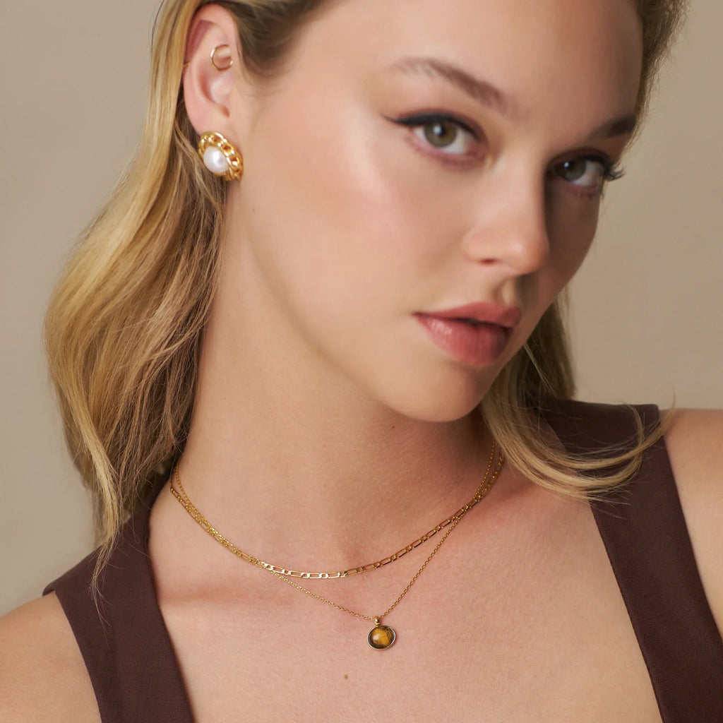 Orelia Semi-Precious Tiger's Eye Pendant