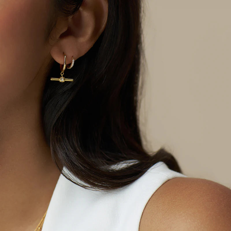 Orelia Crystal T Bar Hoop Earrings