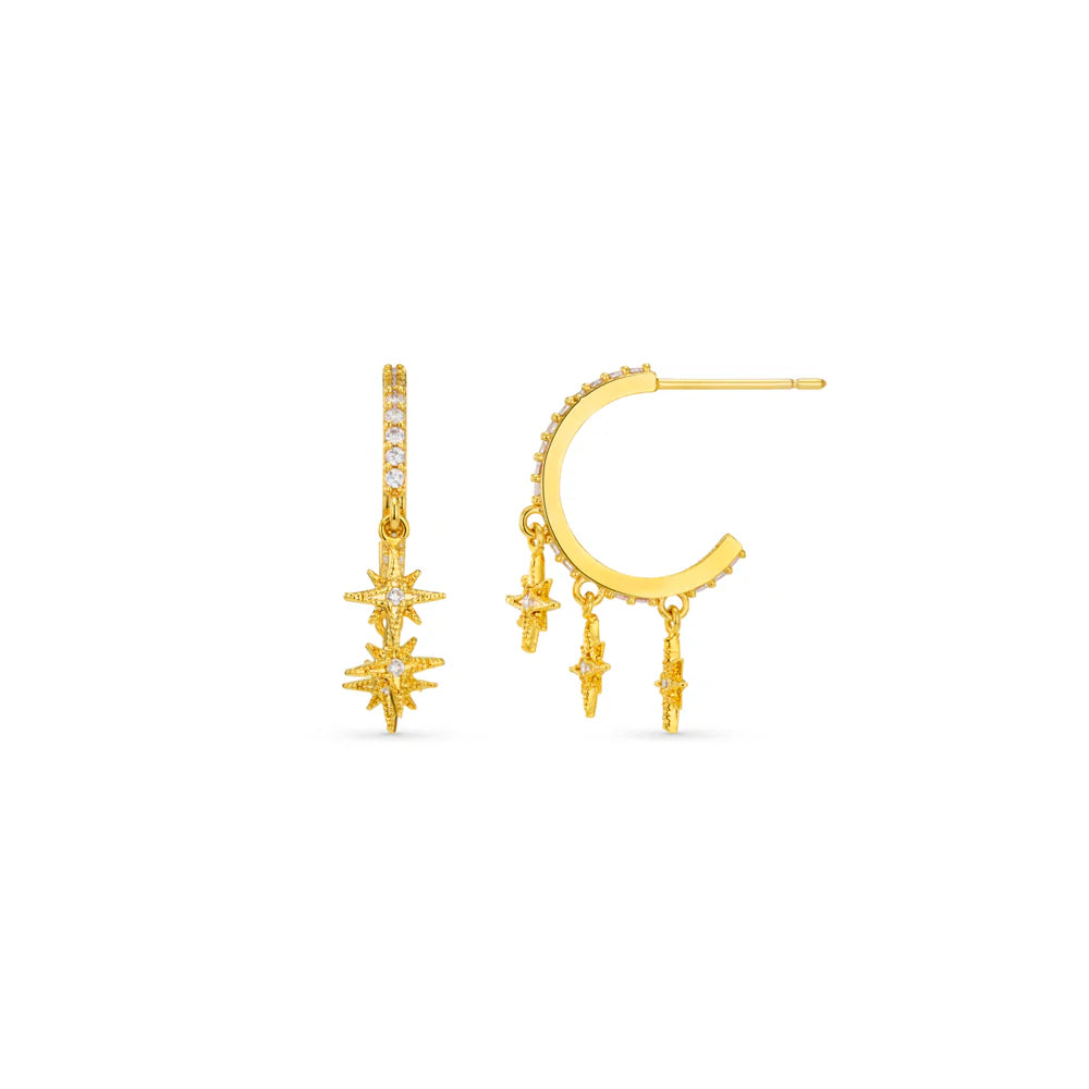 Orelia Pave Starburst Hoop Earrings