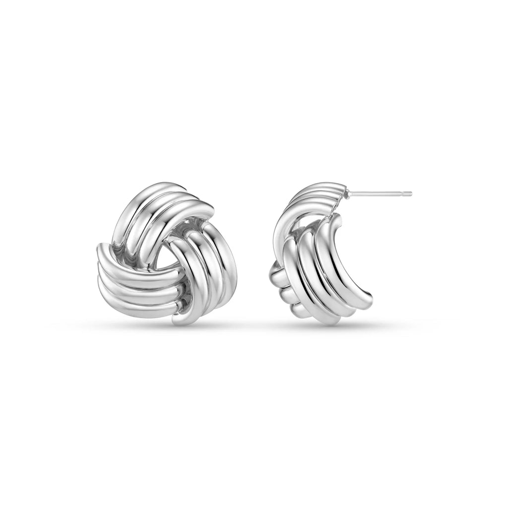 Orelia Interlocking Statement Stud Earrings Sliver or Gold