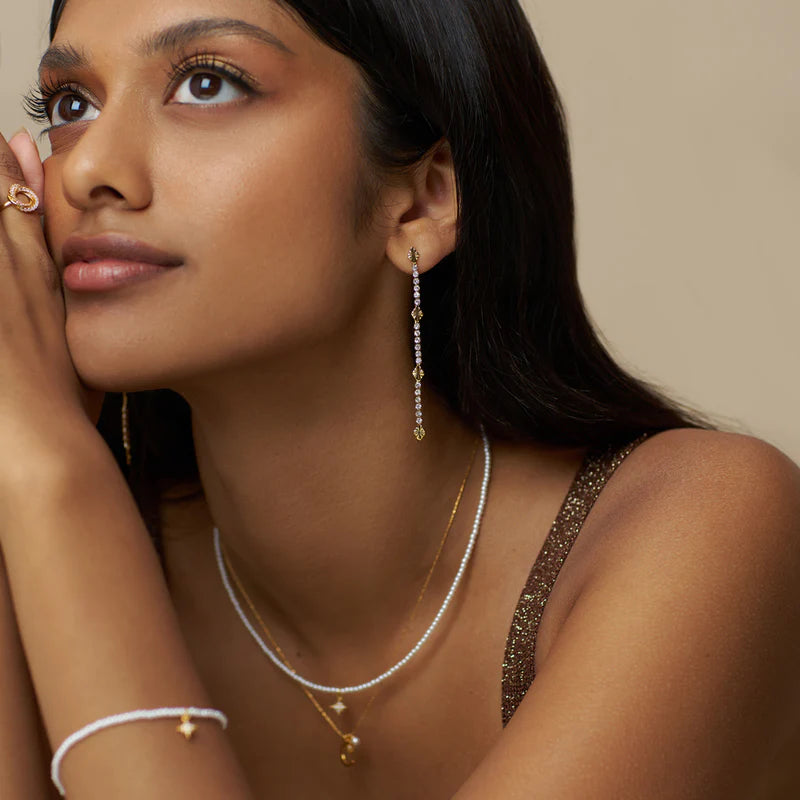 Orelia Cupchain & Etched Detail Drop Earrings