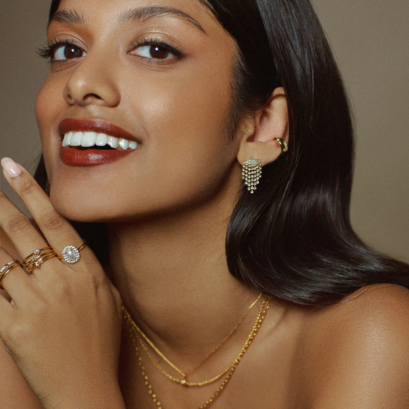 Orelia Crystal Waterfall Cupchain Earrings