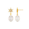 Orelia Pavé Starburst & Pearl Drop Earrings