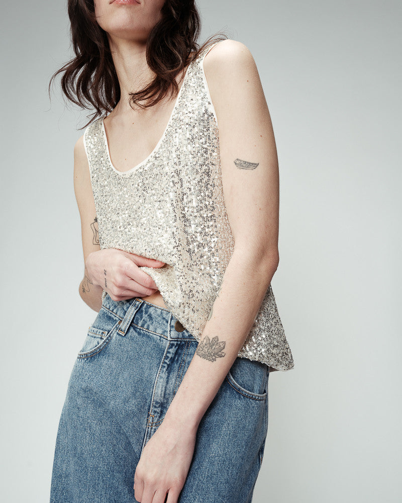 Grace & Mila Ode Silver Sequin Tank Top