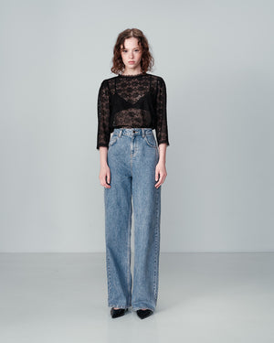 Grace & Mila 'Navy' Black Lace Top