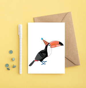 You've got pen on your face toucan party hat greetings card