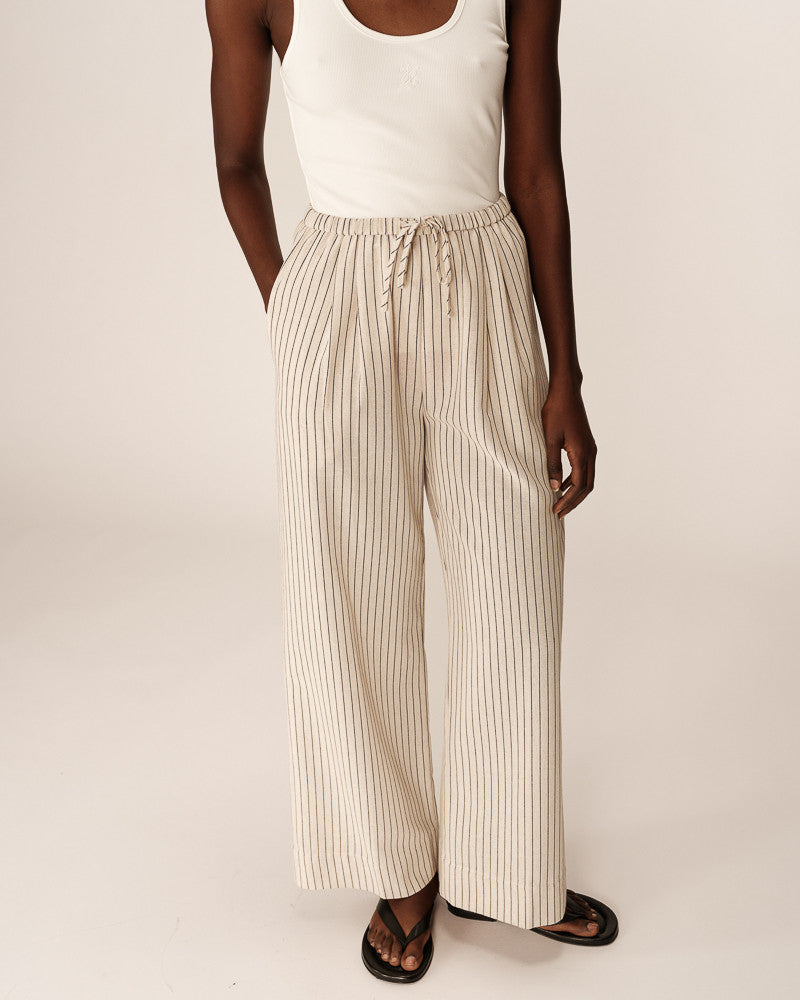 Grace & Mila Perry Beige Striped Trousers