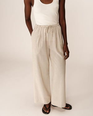 Grace And Mila Perry Beige Striped Trousers