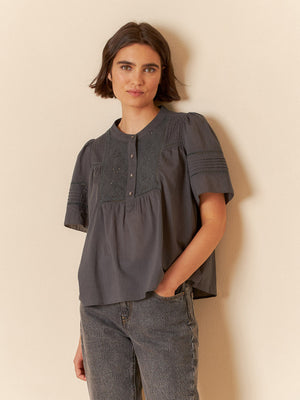 Indi & Cold Embroidered Voile Blouse