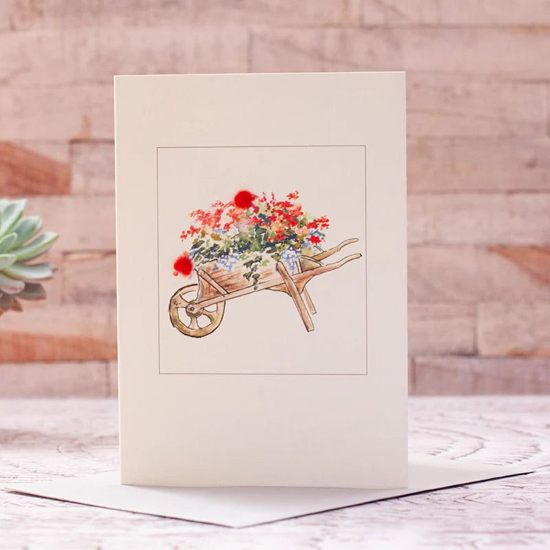 Papersheep Wheelbarrow of Summer Flowers greetings card