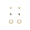 Orelia Emerald Stud & Hoop Earrings 3 Pack Made With Swarovski® Crystals