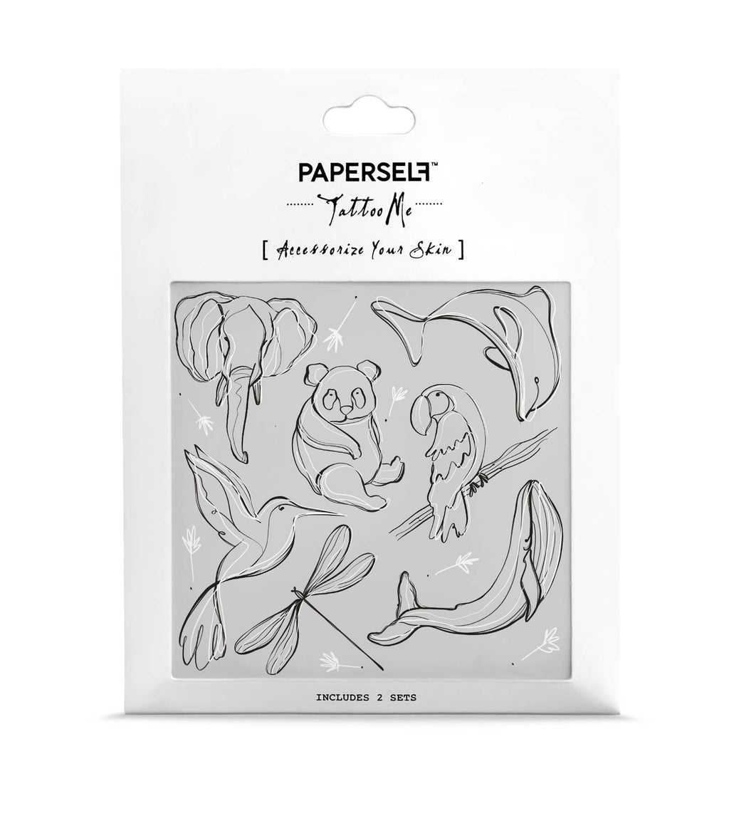 Paperself Animal Lines Temporary Tattoo Stickers