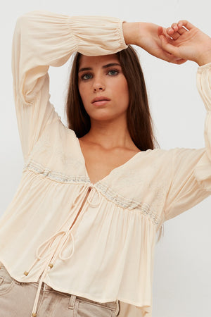 Nud Flora Embroidered Blouse with Bows