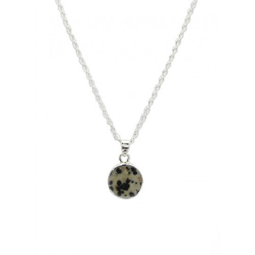 Isles and Stars Silver Semi-precious Stone Circle Pendant Necklace