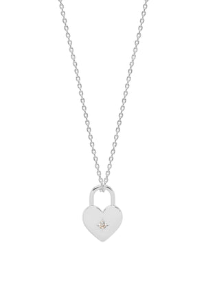 Estella Bartlett Silver Plated Heart Padlock Necklace